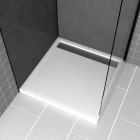 Receveur en acrylique blanc 80x80x4 cm + grilles linéaires chrome et gun metal - whiteness ii Aurlane - PACR177