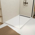 Receveur en acrylique blanc 90x140x5 cm + grilles linéaires chrome et noire - whiteness ii Aurlane - PACR229