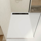 Receveur en acrylique blanc 90x140x5 cm + grilles linéaires chrome et noire - whiteness ii Aurlane - PACR229