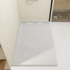 Receveur en acrylique blanc effet pierre 90x140x5 cm + grilles linéaires chrome et blanche Aurlane - PACR224