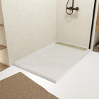 Receveur en acrylique blanc effet pierre 90x140x5 cm + grilles linéaires chrome et or brossé Aurlane - PACR225