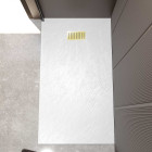 Pack receveur blanc effet pierre 80x140 cm et grille décor linéaire or doré brossé - rock 2