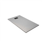 Pack receveur gris effet pierre 80x120 cm et grille décor linéaire noire mate Aurlane - PACR253