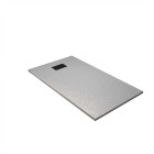 Pack receveur gris effet pierre 90x140 cm et grille décor perforée noire mate Aurlane - PACR243