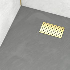 Pack receveur gris effet pierre 90x140 cm et grille décor perforée or doré brossé - rock 2 Aurlane - PACR213