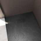 Pack receveur noir effet pierre 80x100 cm et grille décor linéaire noire mate Aurlane - PACR256