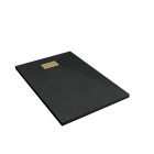 Pack receveur noir effet pierre 80x120 cm et grille décor linéaire or doré brossé - rock 2 Aurlane - PACR201