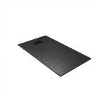 Pack receveur noir effet pierre 90x140 cm et grille décor perforée noire mate Aurlane - PACR247