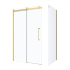 Pack porte de douche coulissante 120x200cm et retour 90cm - or doré brossé et verre trempé 6mm Aurlane - PACF486