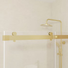 Pack porte de douche coulissante 140x200cm et retour 80cm - or doré brossé et verre trempé 6mm Aurlane - PACF487