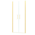 Porte de Douche Double Battant 90x200cm – Verre Trempé Transparent 6mm – Profil Or Doré Brossé Aurlane - FAC978