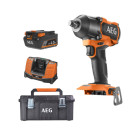 Pack aeg 18v - boulonneuse à chocs brushless 700 nm - batterie 4.0 ah - chargeur - caisse de rangement