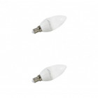 Lot de 2 ampoules led flamme e14 6 watt (eq. 40 watt) - 2700°k - couleur - blanc chaud 2700°k