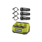 Pack ryobi 4v chargeur séquentiel 3 ports rc43p - 2,0ah - 3 batteries 2,0ah