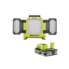 Pack ryobi triple panneau lumineux led 18v oneplus 3000 lumens rlp18-0 - 1 batterie 2.5ah - 1 chargeur rapide rc18120-125