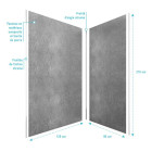 Pack de 2 Panneaux muraux Pierre Silver Grey 90+120×210 cm avec profilés anodise brillant - STONE’IT Aurlane - PACP245