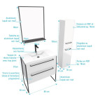 Pack meuble de salle de bain 80x50cm Blanc - 2 tiroirs blanc - vasque blanche + miroir noir mat Aurlane - PACM014