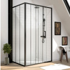 Pack Paroi porte de douche coulissante sérigraphie 120x200cm + Paroi retour 80x200 cm - CRUSHX Aurlane - PACF013