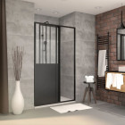 Pack Porte coulissante noire mate type Atelier et receveur en acrylique blanc 120x90x200 cm - WORKSHOP SLIDE Aurlane - PACF002