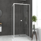 Pack porte de douche coulissante blanc 100x185cm + retour 90 verre transparent 5mm - WHITY Slide 100 Aurlane - PACF023