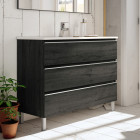 Meuble de salle de bain 70cm simple vasque - 3 tiroirs - sans miroir - palma - ebony (bois noir)