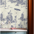 Papier peint Alien toile de Jouy Bleu - ALIEN TOILE BLUE++