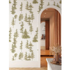 Papier peint forêt de pins aquarelles et bois vert - BOSCO VERDE++