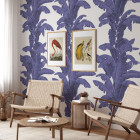 Papier peint palmiers exotiques Blanc et Bleu - PALMEBLUE++