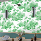Papier peint Toile de Jouy Palmier vert - TOILE VERDE