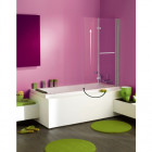 Pare-baignoire ancomalin, 2 volets pliables relevable et pivotant en verre securit transparent 5mm, profil silver