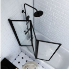 Pare baignoire 3 volets 143x125 cm profilé aluminium Noir mat et verre transparent - ZAGGY BLACK Aurlane - FAC275