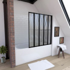 Pare baignoire 5 volets pivotants profiles noir mat - Verre transparent 4mm - QUINTUPLE BLACK Aurlane - FAC600