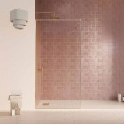 Paroi de douche 100x200cm - Verre anticalcaire - Encadrement Ultra-Fin - Finition Or Brossé - LEA Aurlane - FAC1123