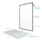 Paroi de douche 120x200 + receveur 120×80 cm - Cadre et barre noir mat - CONTOURING 120 Aurlane - PACF009