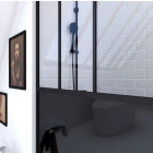 Paroi de douche 140x200 cm type verrière – Verre trempé 5mm et structure aluminium noir mat Aurlane - FAC507