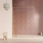 Paroi de douche 140x200cm - Verre anticalcaire - Encadrement Ultra-Fin - Finition Or Brossé - LEA Aurlane - FAC1125