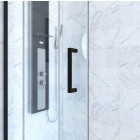 Paroi de douche 1 porte coulissante + Retour 100x90x200 cm - Verre 6 mm - Profilé Noir - CRUSH Aurlane - FAC619