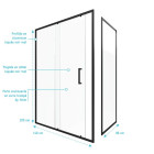 Paroi de douche 1 porte coulissante + Retour 140x80x200 cm - Verre 6 mm - Profilé Noir - CRUSH Aurlane - FAC622