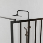 Paroi de douche 80x200 cm type verrière - Verre trempe et Structure aluminium noir mat - GLASSY Aurlane - FAC931