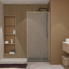 Paroi de douche 90 x 200 - Style Japandi courbes douces - Cadre effet Bois - Verre 6mm - HINATA Aurlane - FAC1112
