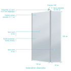 Paroi de douche et volet pivotant 120+40x200cm - Verre Fumé + Barre fixation chrome Aurlane - FAC460