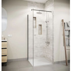Paroi de retour 90x180 cm pour porte de douche - Verre Trempe 5mm - Finition Noire - DARK ELEMENTARY Aurlane - FAC1095