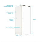 Paroi de retour 90x180 cm pour porte de douche - Verre Trempe 5mm - Finition Noire - DARK ELEMENTARY Aurlane - FAC1095