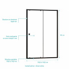 Paroi porte de douche coulissante Noir 140x185cm - Extensible de 126.5 à 140.5 cm - BLACK SLIDE 120 Aurlane - FAC1130
