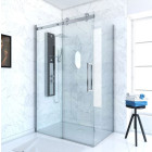 Paroi porte de douche coulissante + Retour 120x80 cm - RAILROAD CHROMED 120 FRONT-80 Aurlane - FAC630