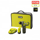 Perceuse-visseuse compacte ryobi 12v lithium-ion - 2 vitesses - 2 batteries 1.3 ah r12dd-ll13s