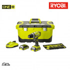 Perceuse-Visseuse Ryobi 14.4V - 2 batteries Lithium-ion 2.5Ah - Chargeur Rapide - Caisse à outils R14DDE-LL25T