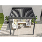 Pergola Bioclimatique AURORA Autoportee - 3X3m - 9m² - Gris - Aluminium - Ouverture des Lames Jusqu'à 90° - Lames en Acier Galvanisé