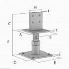 Pied de poteau réglable fortes charges PIBA110/160