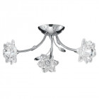 Plafonnier 3 ampoules bellis, en chrome et verre